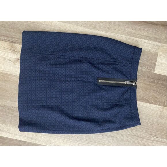 Tracy Reese Embellished Pencil Skirt Blue Black Applique Jacquard Size 4 - Picture 6 of 9